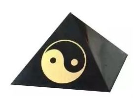  Polished Shungite pyramid 60 mm "Yin-Yang", fig. - Shungite.com 